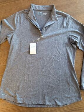 Haus of Grey, Heather Grey Long-Sleeve Quarter-Zip Performance Activewear **New